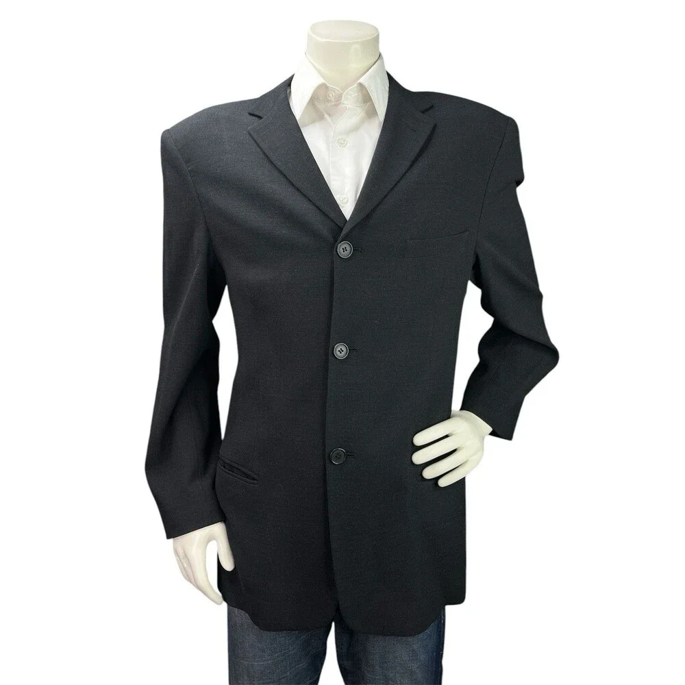 EMPORIO ARMANI Sport Coat Men 42R Black Textured Soft Stretch Tech Fabric Blazer